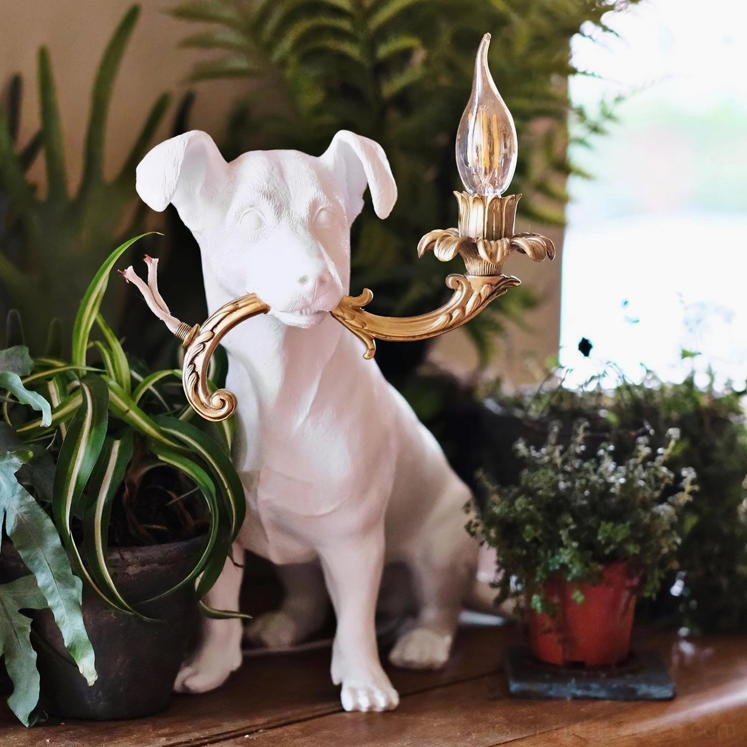 Rio dog table lamp modern light, decorative dog-shaped fixture, contemporary resin table lamp home illumination