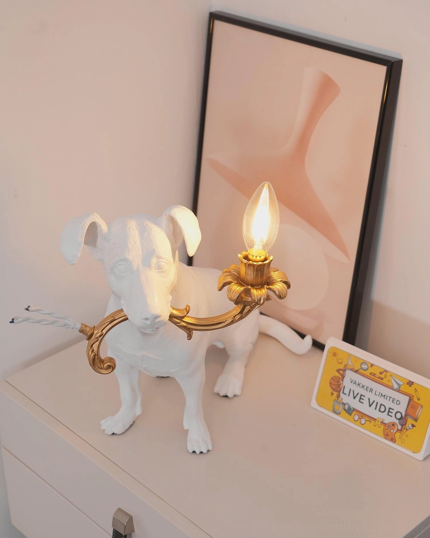Rio dog table lamp product view, decorative dog-shaped light fixture modern resin, contemporary table lamp styling