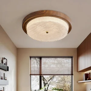 Modern ripple ceiling light installed in residential kitchen - warm 3000K LED lighting in natural interior