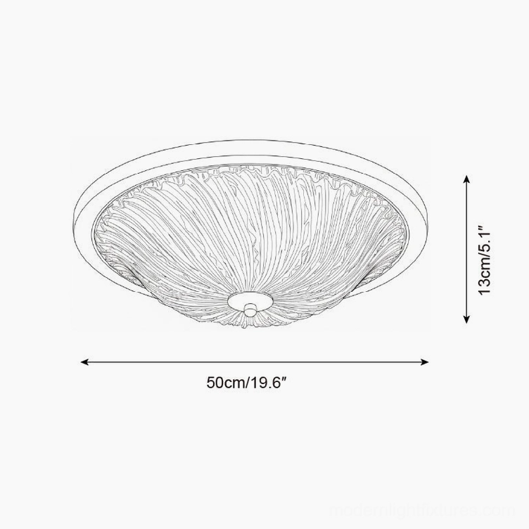 Technical specification drawing of 50cm diameter modern ripple ceiling fixture - 19.6 inch flush mount