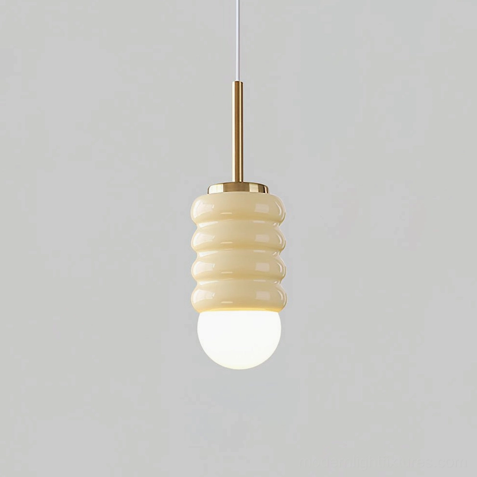 Ripple Glow pendant light in gold and beige, understated luxury for intimate welcoming atmospheres