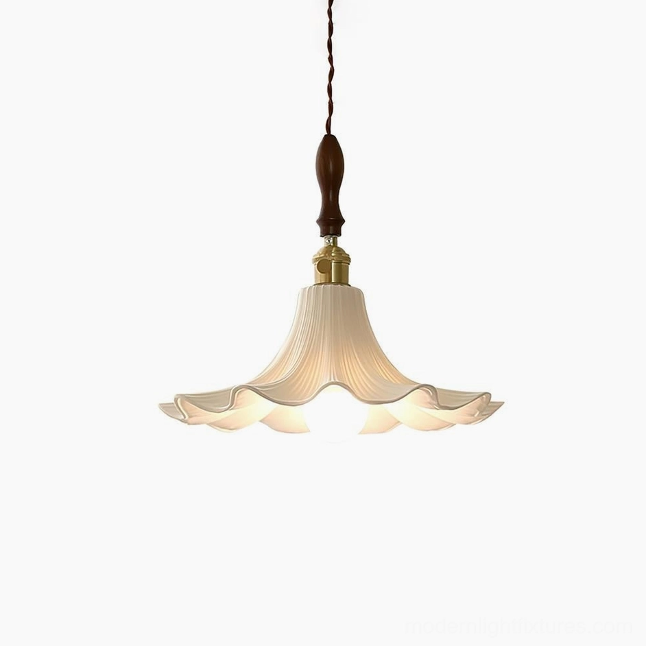 Florin Ripple Model B Dia 30cm grand pleated ceramic pendant light in white finish, studio product photography