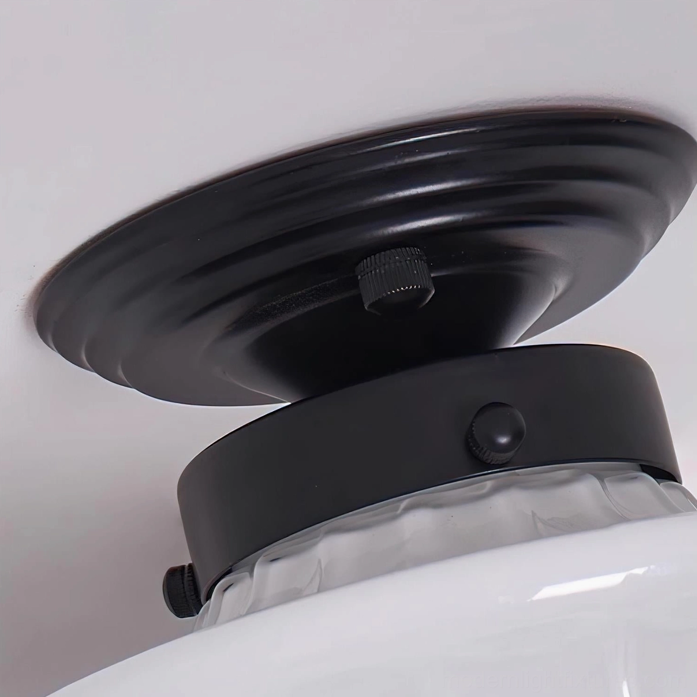 Ritten semi-flush ceiling light in white finish alternative color option with matching ribbed shade