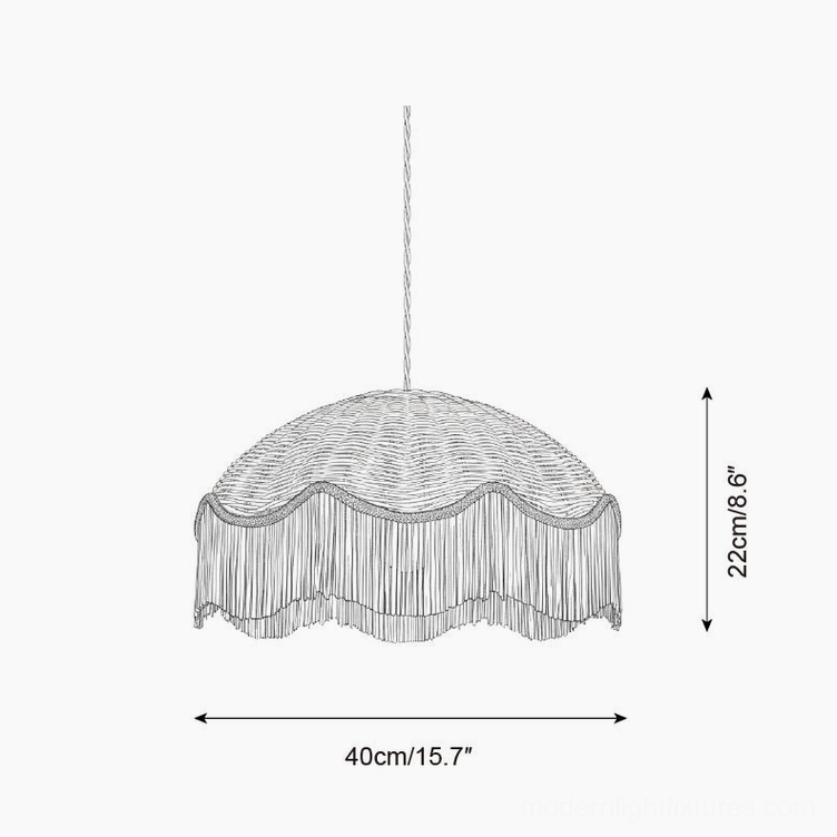 Rivara boho pendant lamp technical specifications drawing 40cm diameter size ortho view