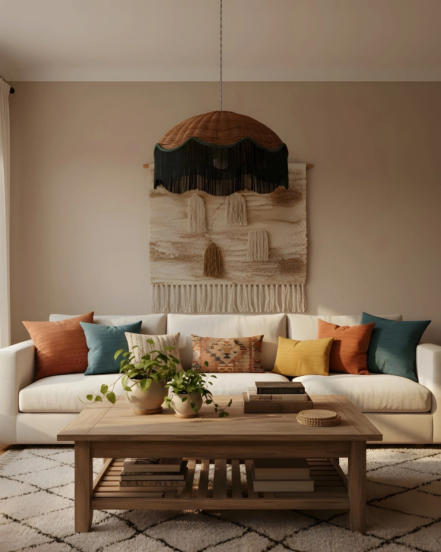 Rivara rattan pendant lamp contemporary bohemian interior design styling and placement