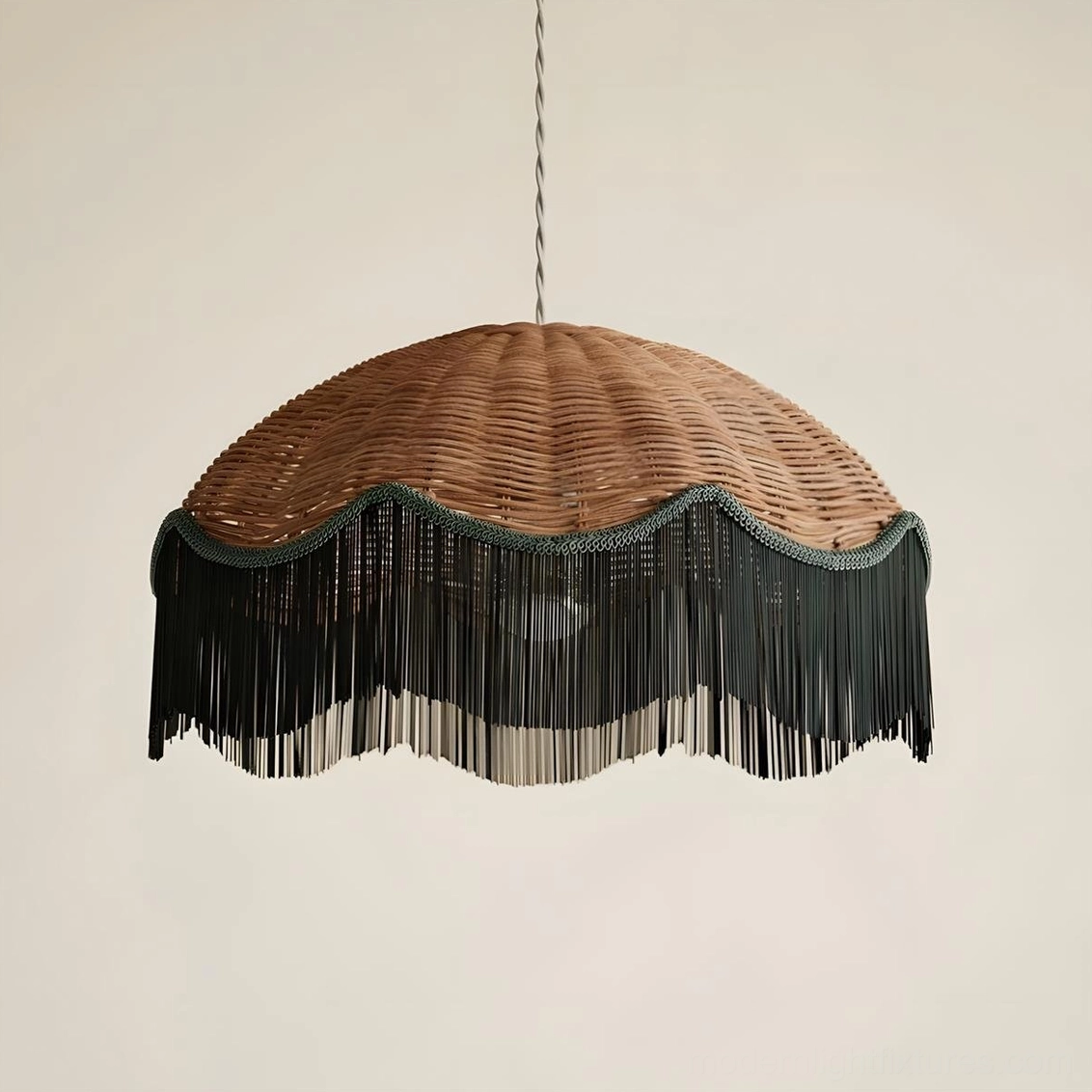 Rivara boho rattan tassel pendant lamp modern bohemian living room dining interior
