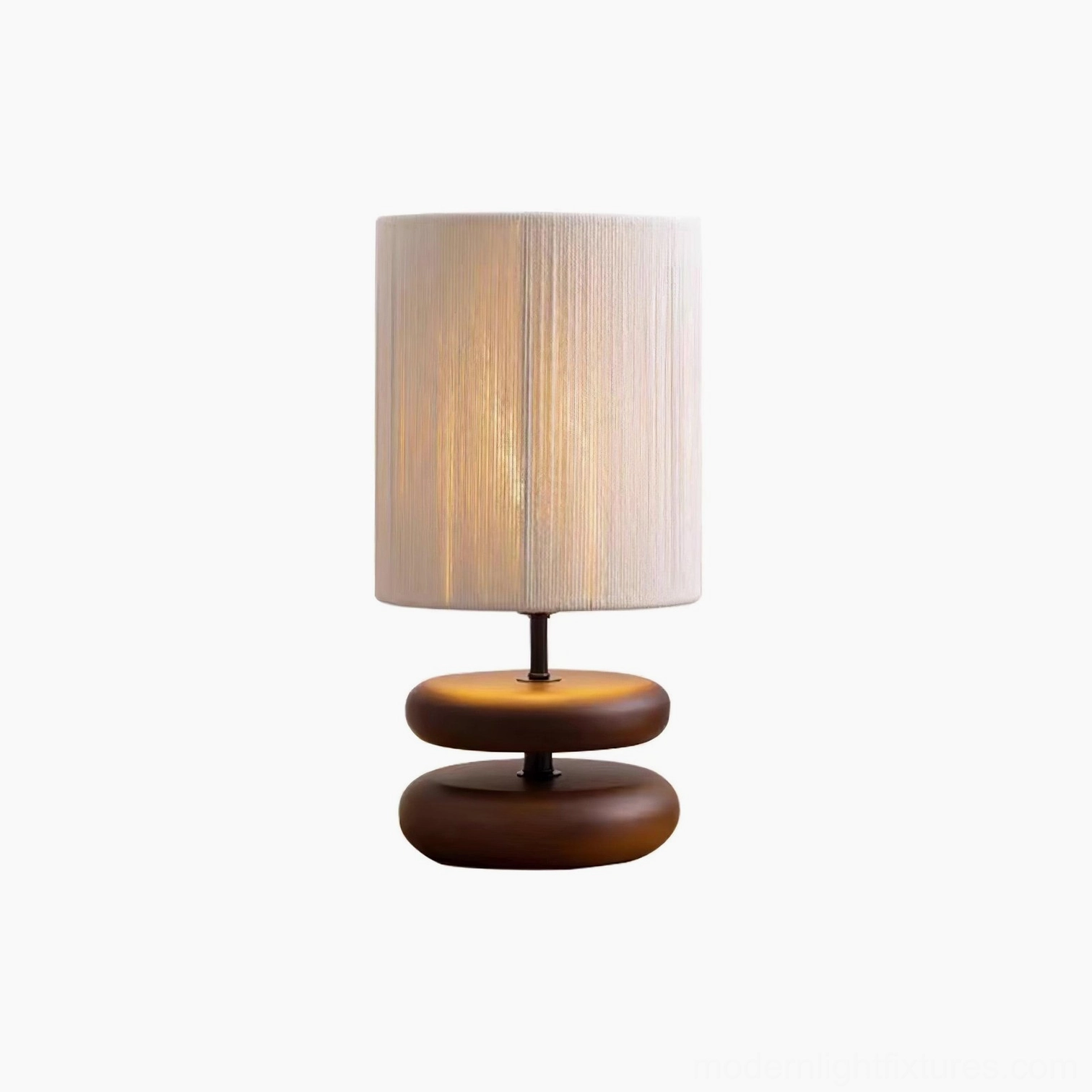 Wooden table lamp showcasing river-inspired organic design and polished walnut finish