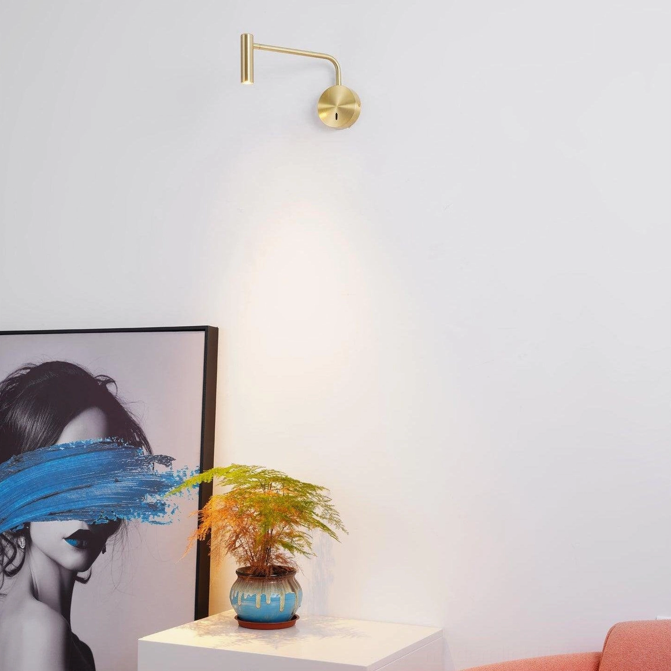 Rizo wall sconce mounted in narrow hallway low profile minimal projection installation