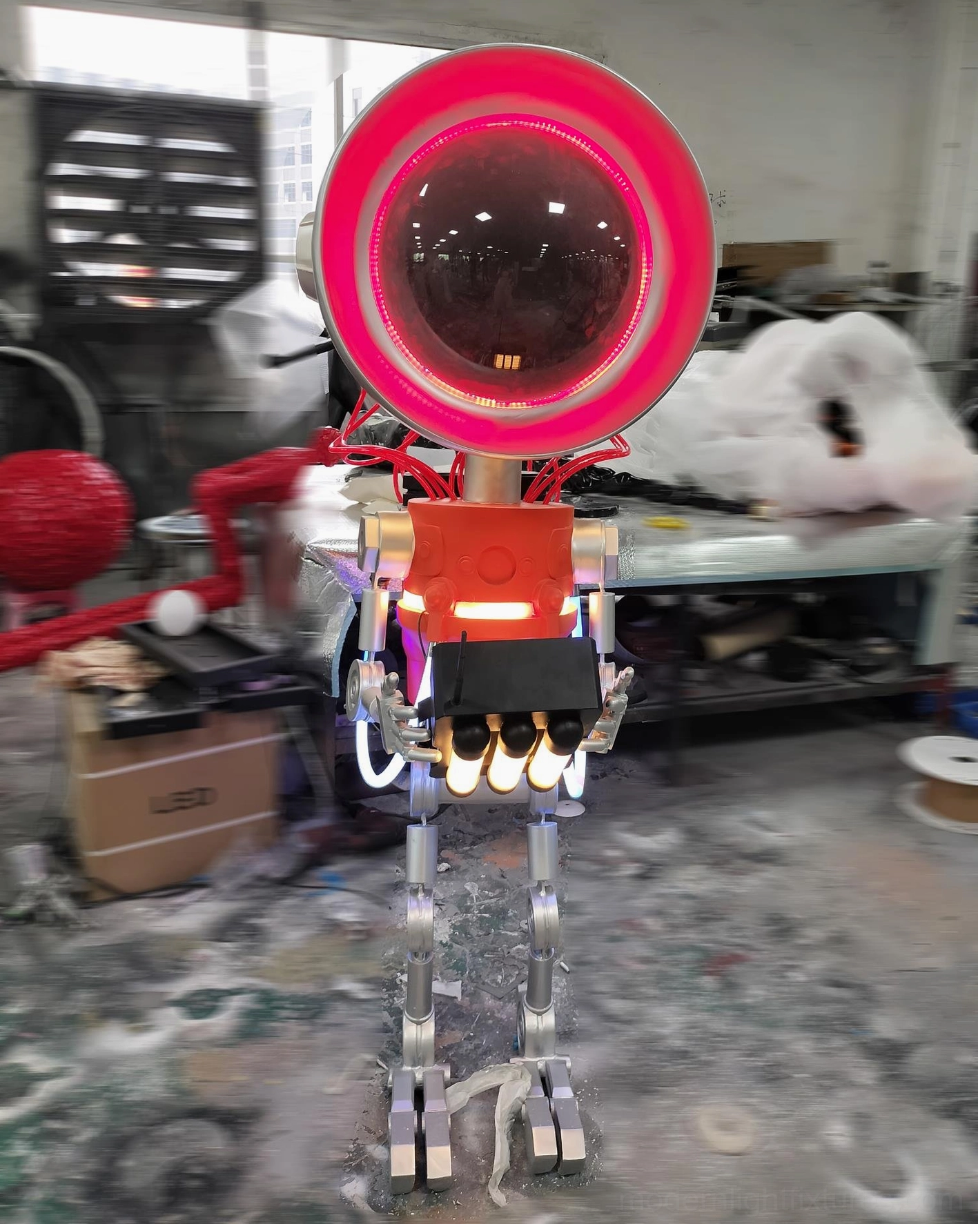 Robot floor lamp neon glow futuristic design living space accent lighting
