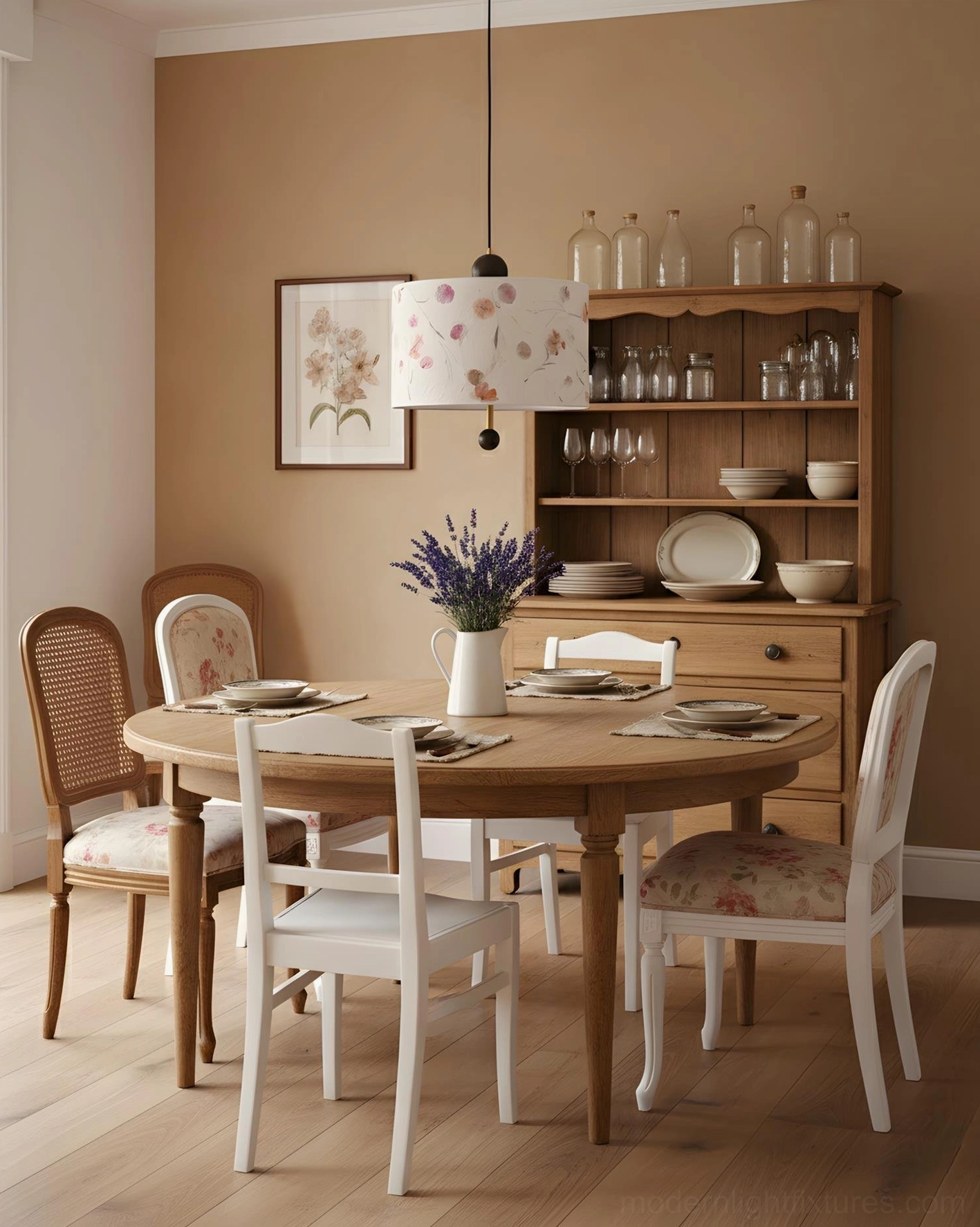 Petalune pendant light fixture showcasing romantic cottagecore aesthetic with delicate flower specimens and contemporary minimalist silhouette