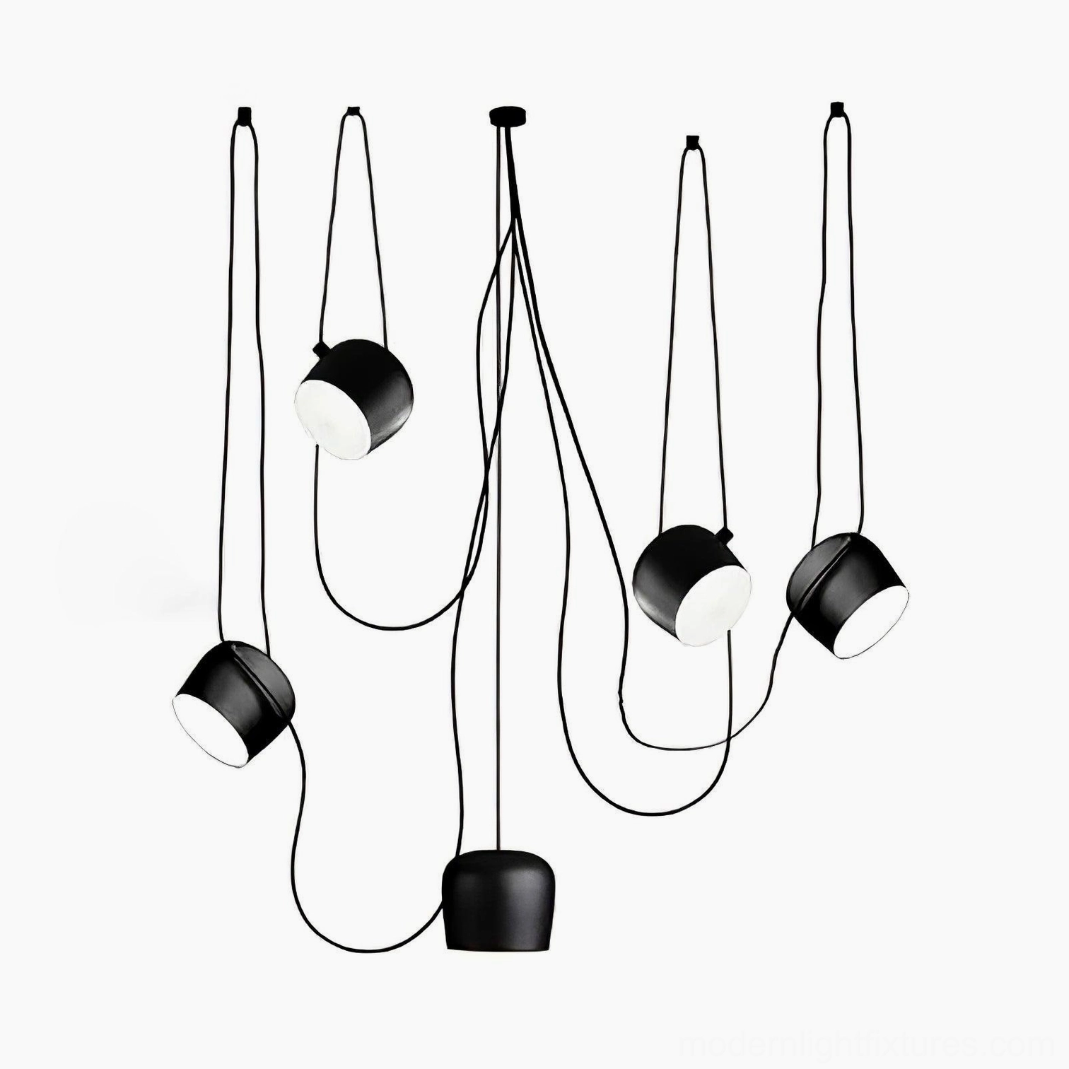 Ronan five-head black pendant light cluster dramatic lighting impact