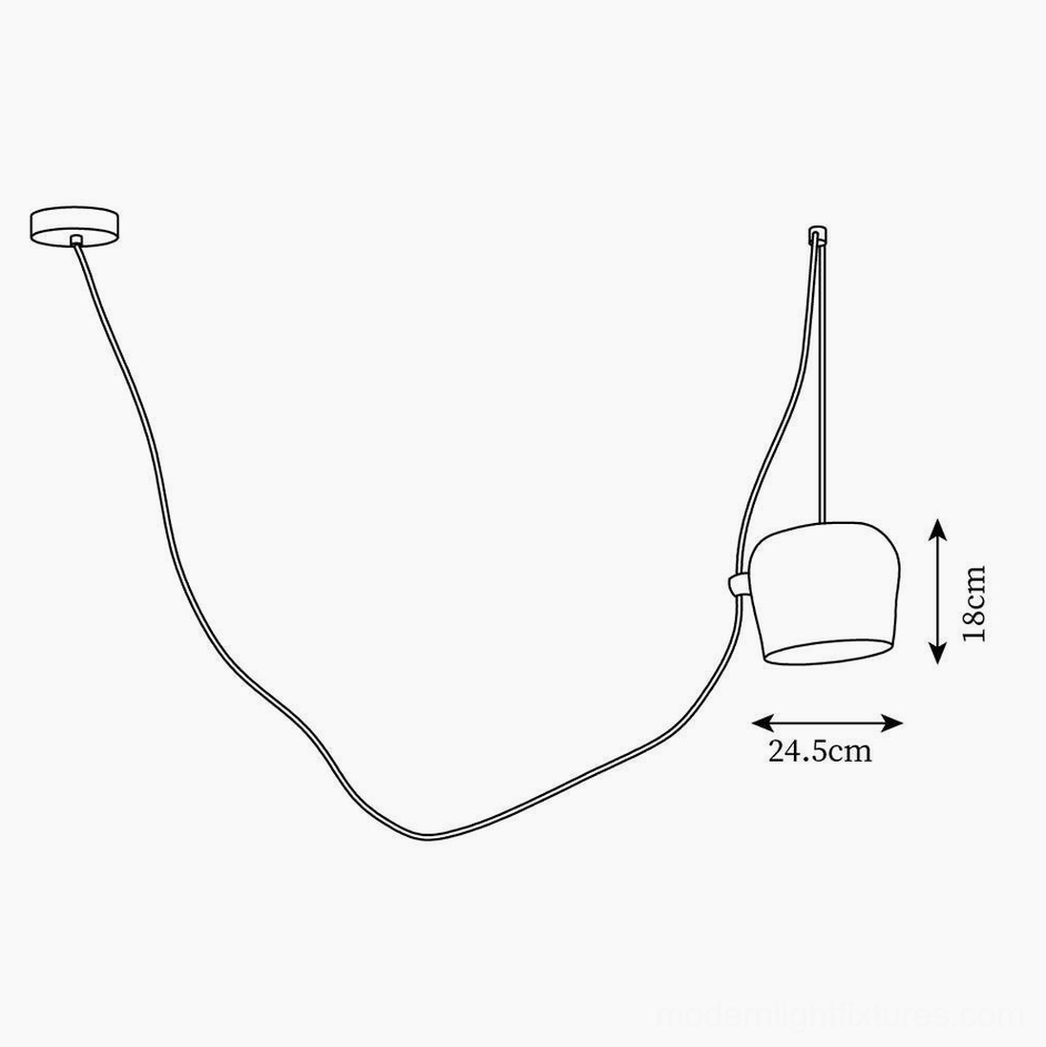 Ronan pendant light technical schematic with size dimensions and specifications line art