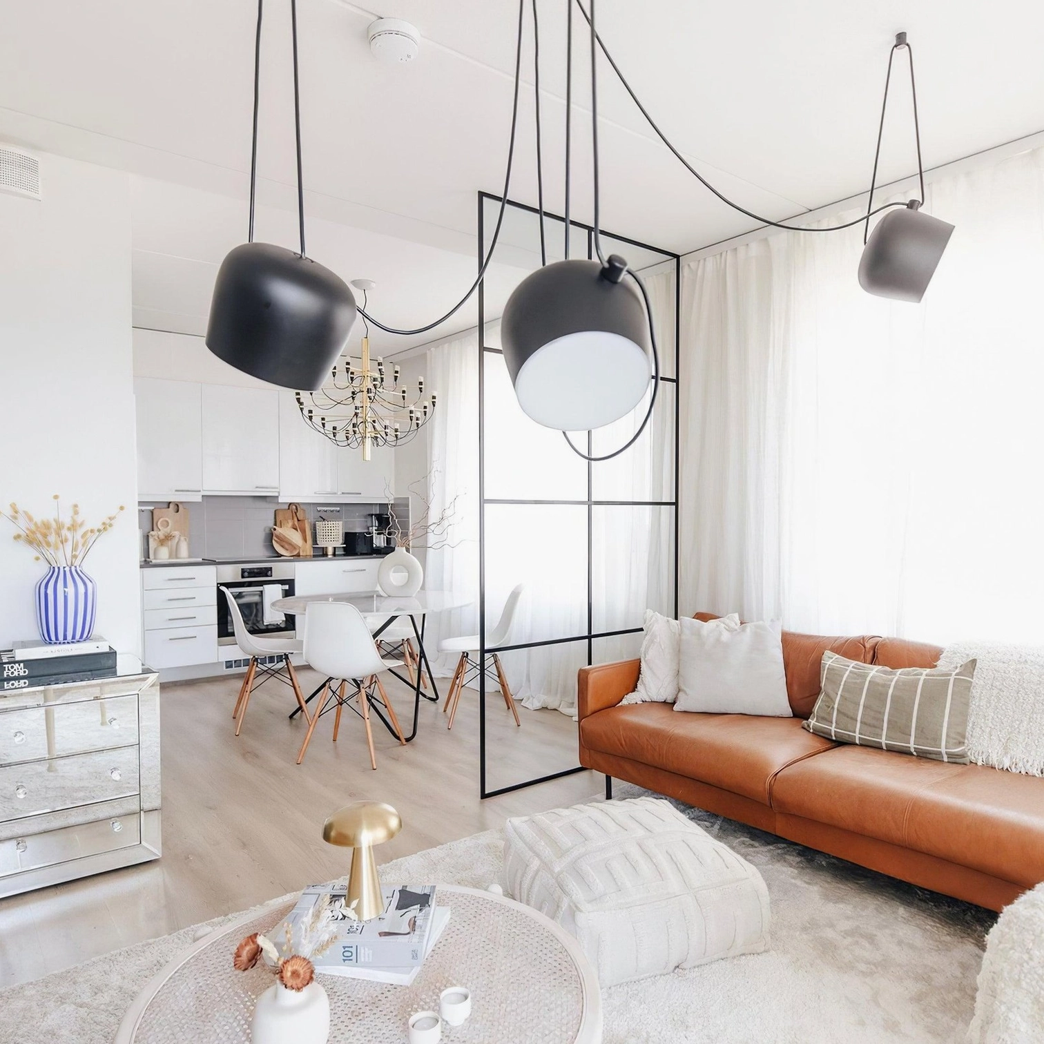 Ronan white pendant light sculptural form minimalist interior composition