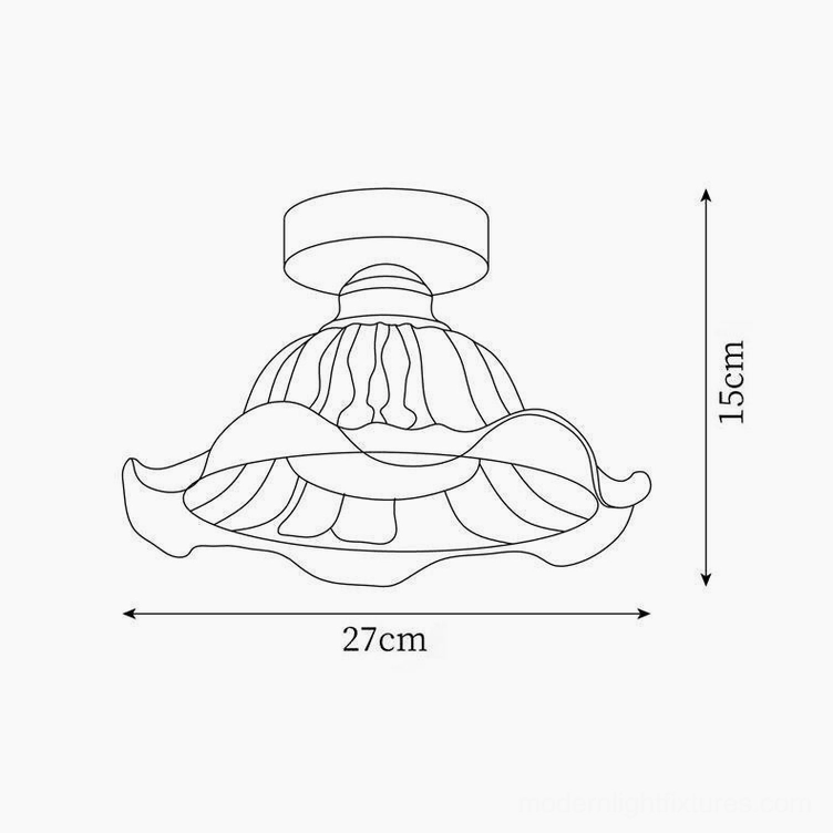Rosa ceiling light technical line drawing showing dimensions 27cm diameter by 15cm height specifications