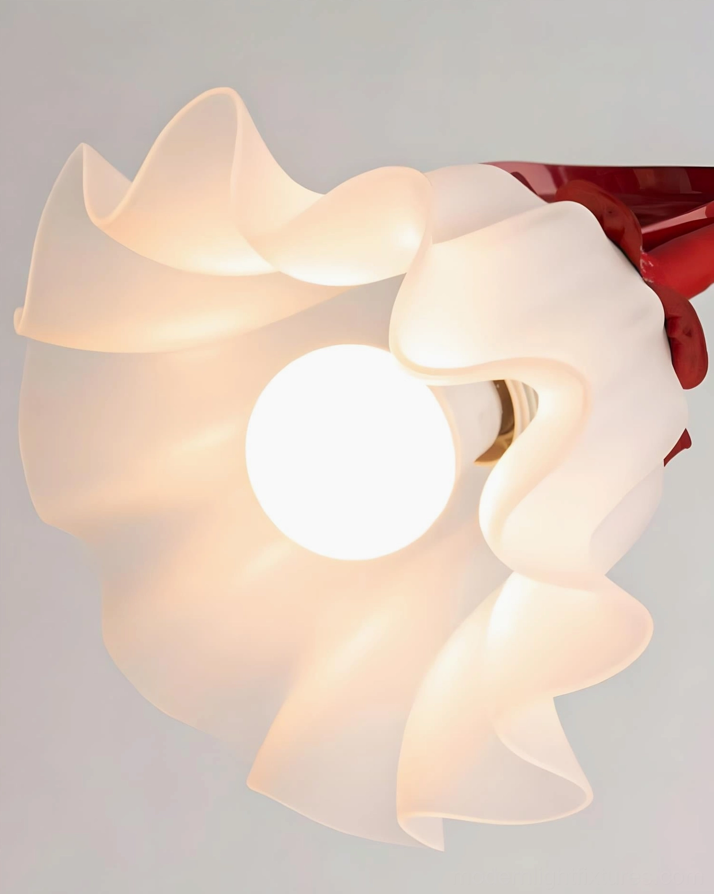 Rosalie floral table lamp in vivid red on home office desk with task lighting and workspace setup