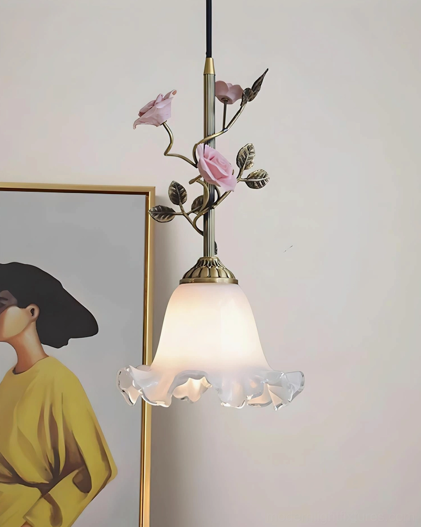 Rosavine floral pendant lamp with adjustable 150cm wire length, suitable for various ceiling heights