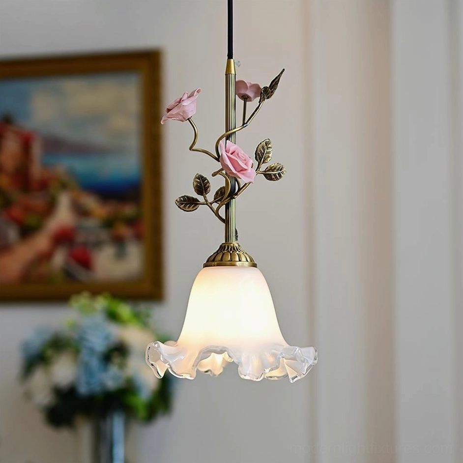 Rosavine floral pendant light multiple models comparison, various sizes from compact to statement sizes