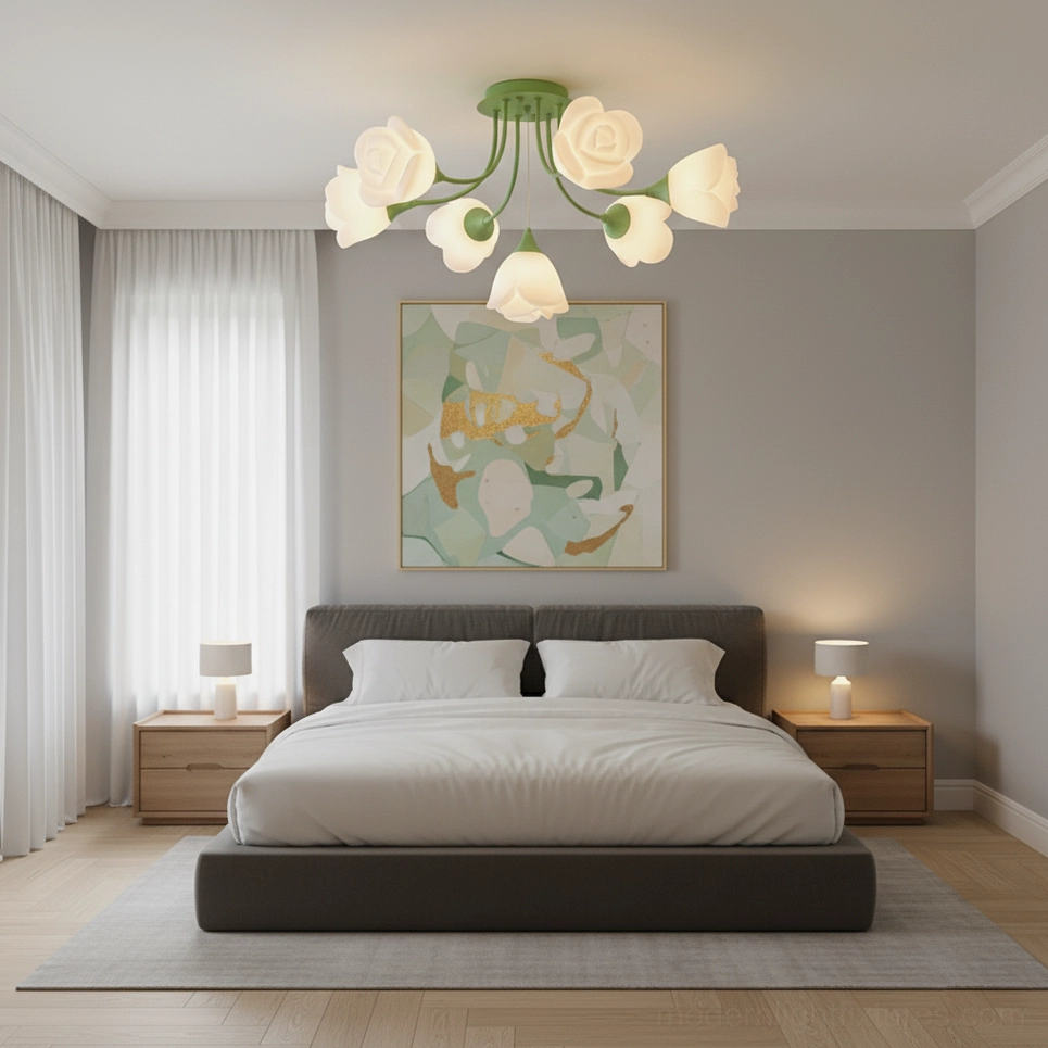 Rose semi-flush ceiling light with integrated LED showing warm 3000K color temperature