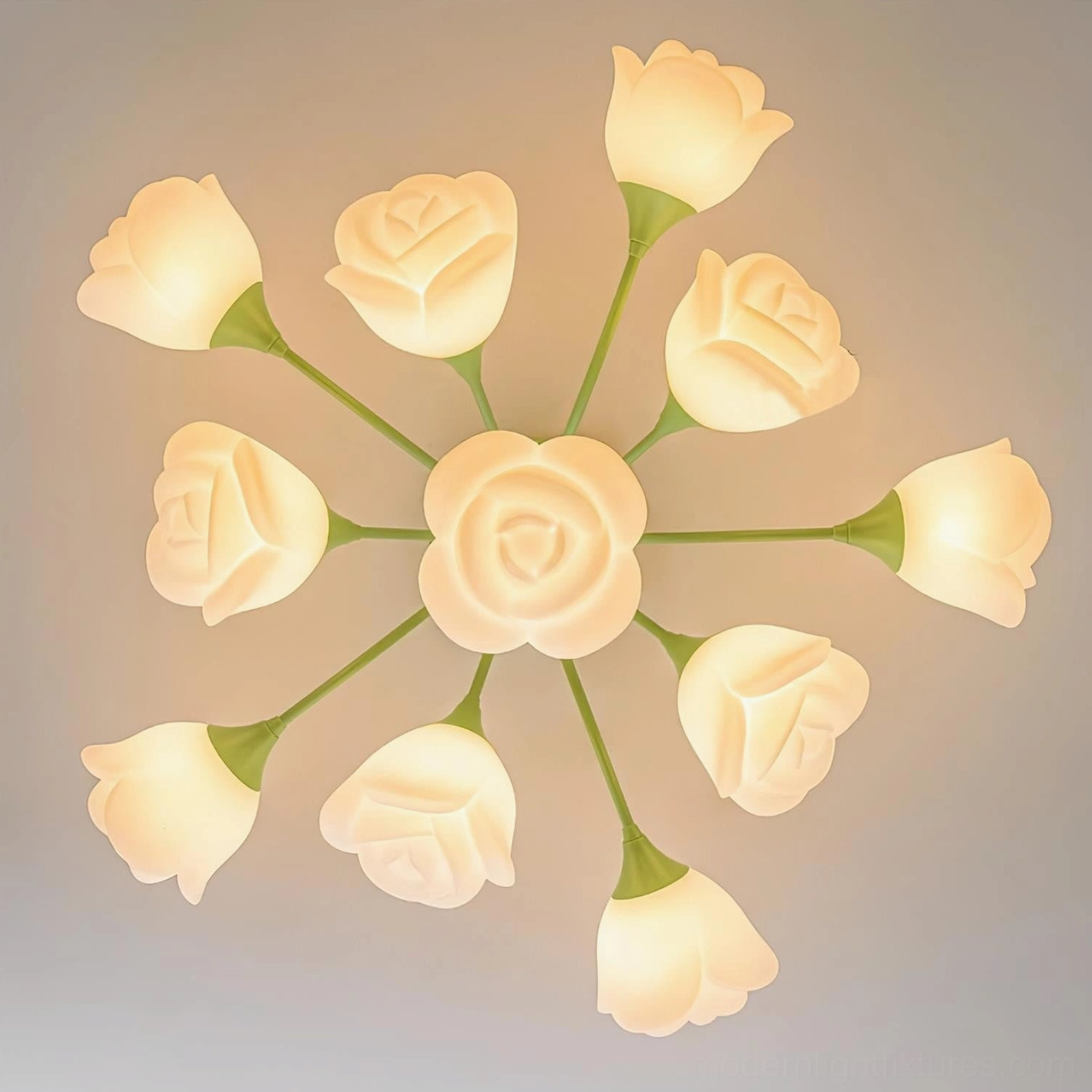 Rose ceiling light fixture showing premium material construction and semi-flush mounting design