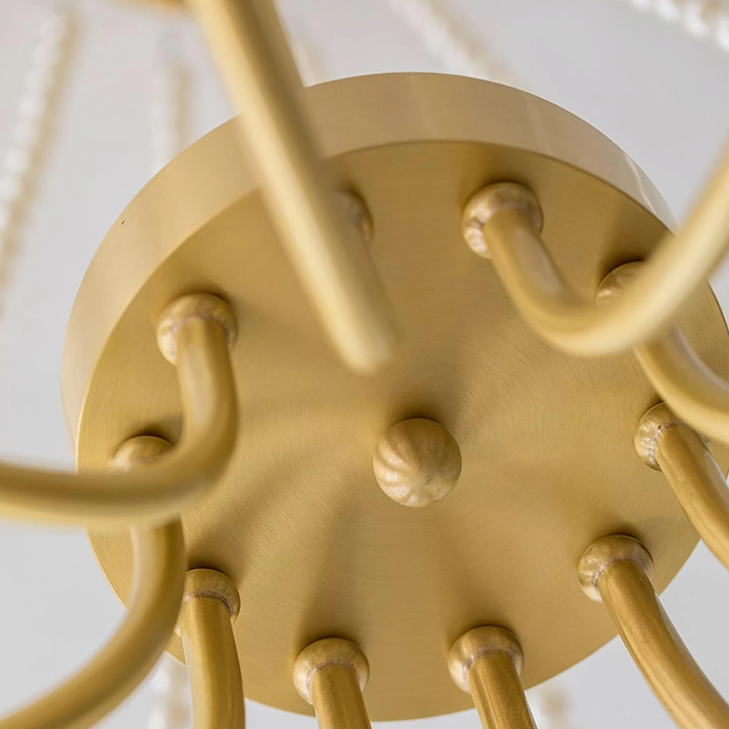 Rose glass chandelier fixture - French provincial style with pearl finish glass and brass accents