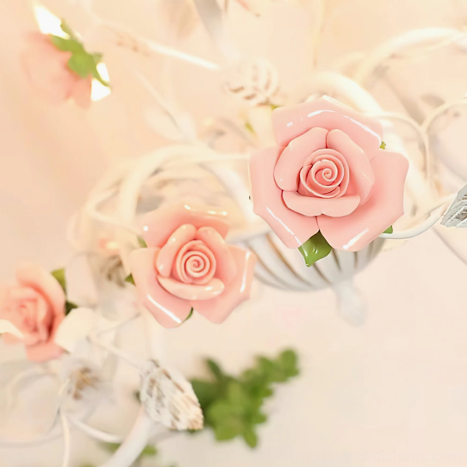 Rose flowers chandelier multiple color options available, white pink green porcelain ceramic roses