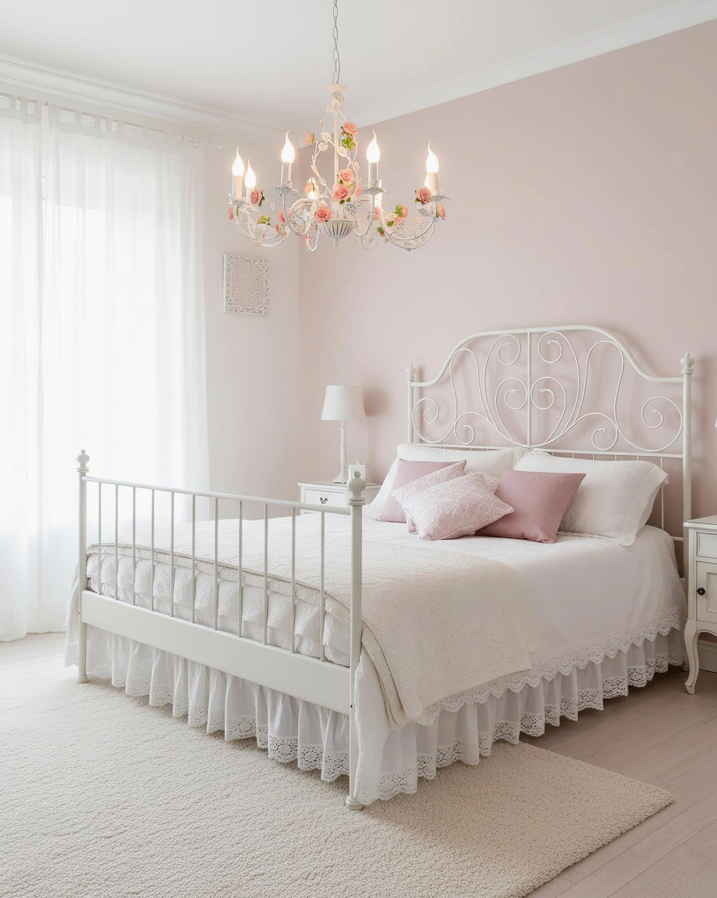 Rose flowers chandelier premium ceramic porcelain hand-painted petals, artisanal craftsmanship detail