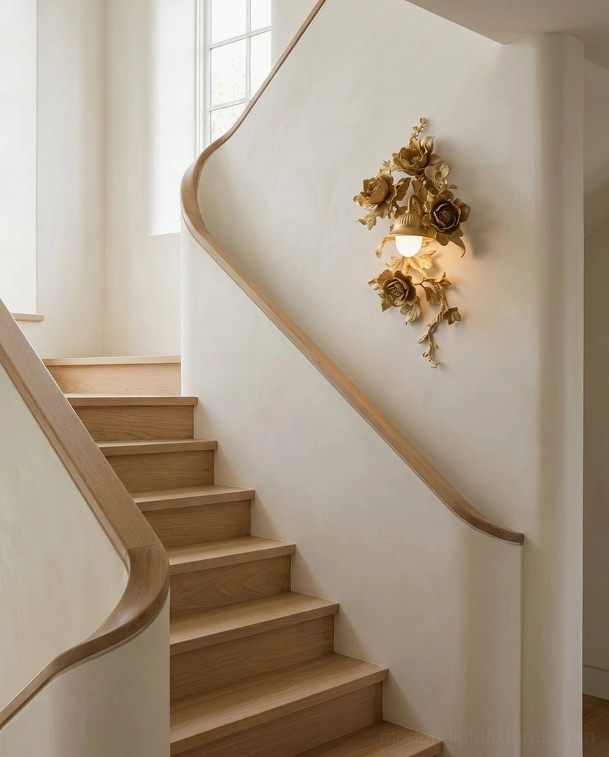 Elysia Bloom wall sconce G9 bulb detail, frosted lantern globe warm white light source specification