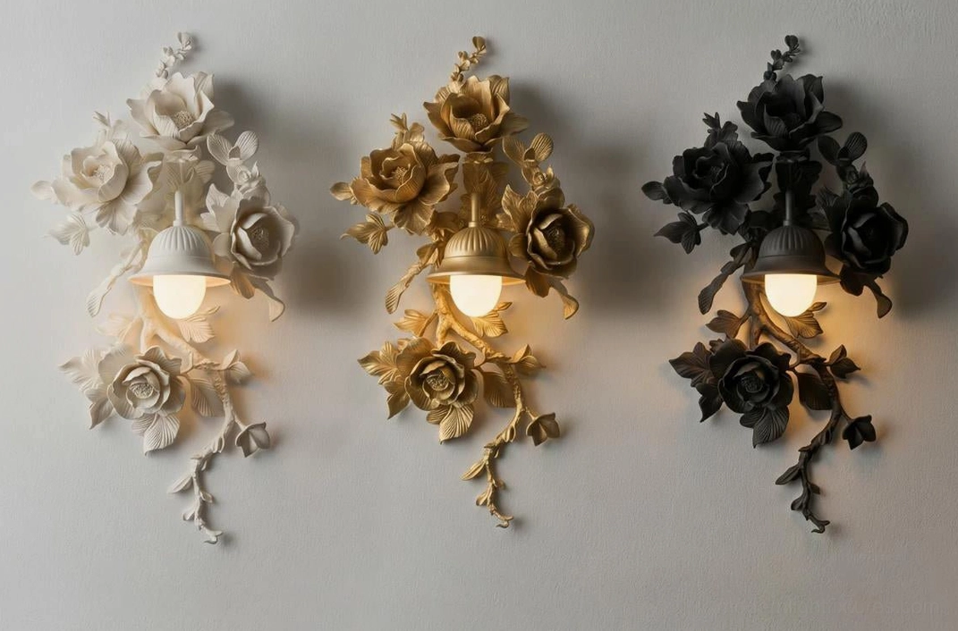 Elysia Bloom wall sconce mounting detail, backplate and hardwire electrical connection installation hardware