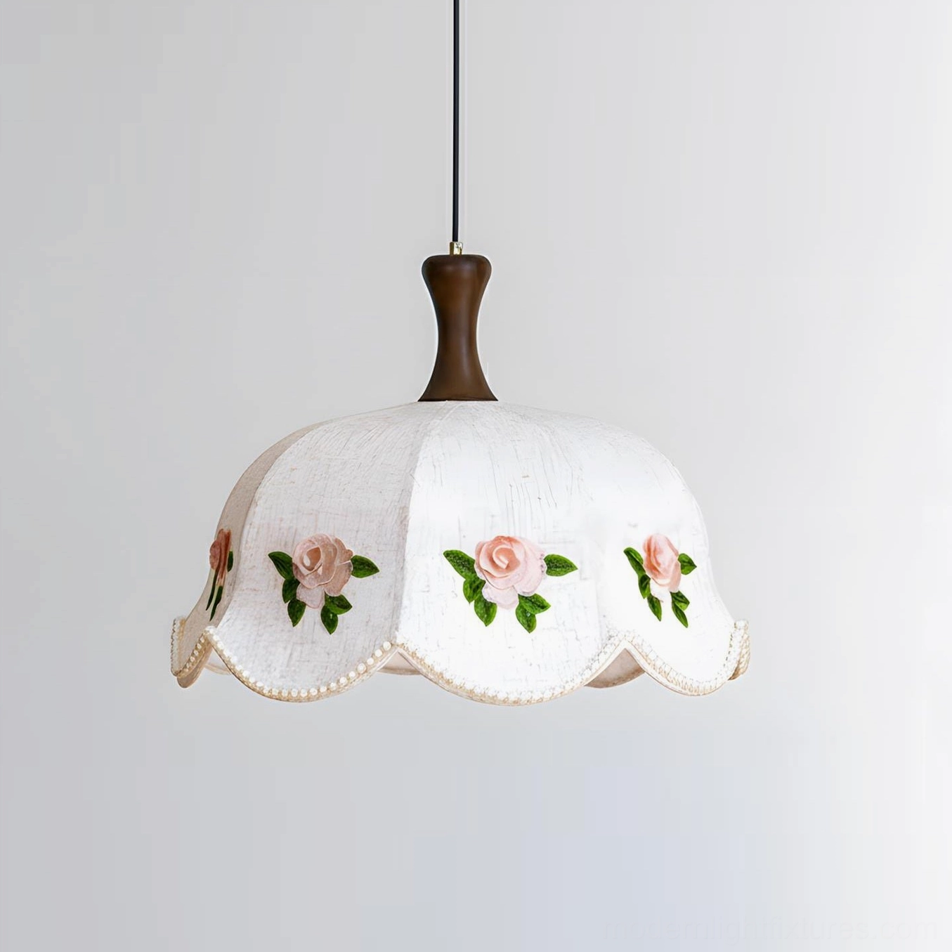 Roselace pendant lamp small size Dia 40cm H 37cm walnut color white finish option bedroom intimate space