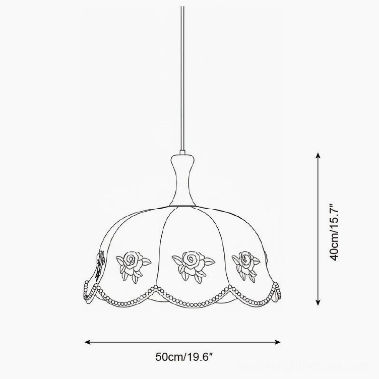 Roselace pendant lamp large size technical drawing specifications 50cm width orthographic design blueprint