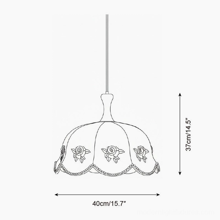 Roselace pendant light technical drawing specifications 37cm height 40cm width orthographic design blueprint