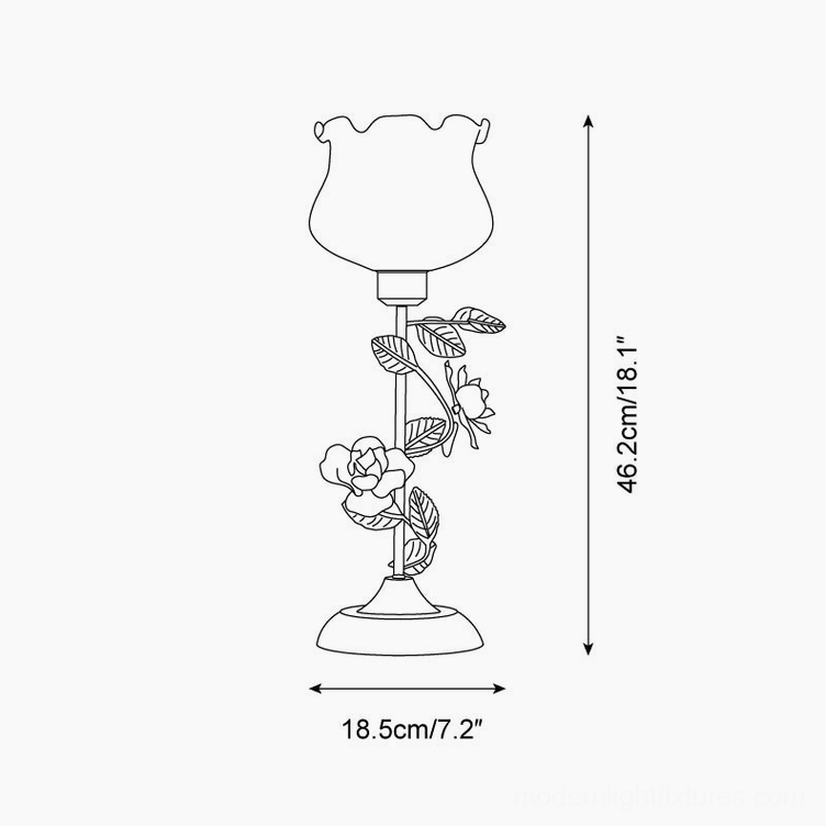 Roselith table lamp alternate technical line drawing orthographic view showing Model B size specifications and design proportions