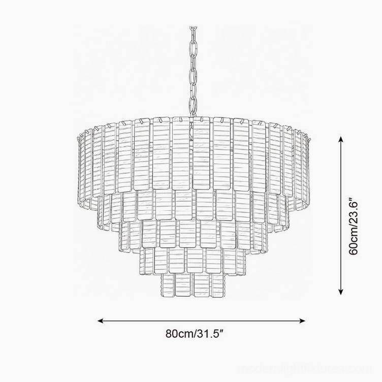 Technical specification drawing - Rosewater tiered chandelier 6-tier model 80cm width 60cm height grand size dimensions