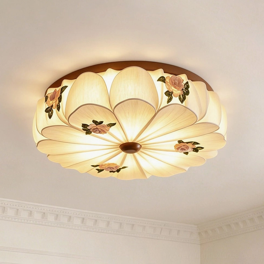 Rosienne Model C pleated petal shade—layered pleated petal dome with structured folds and rose embroidery