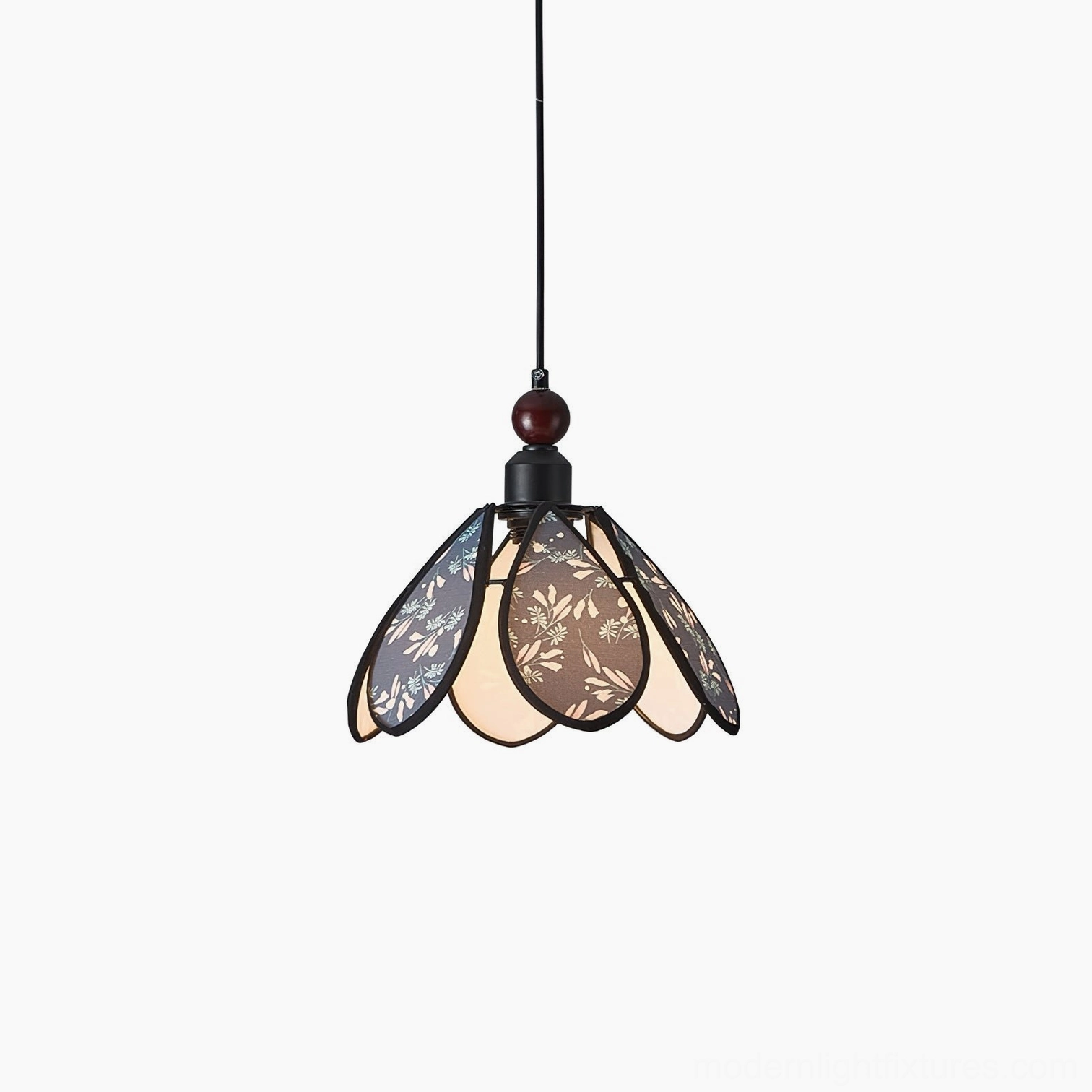 Rosmira Model A 23cm compact blue pendant light, small scalloped floral shade for intimate spaces and accents