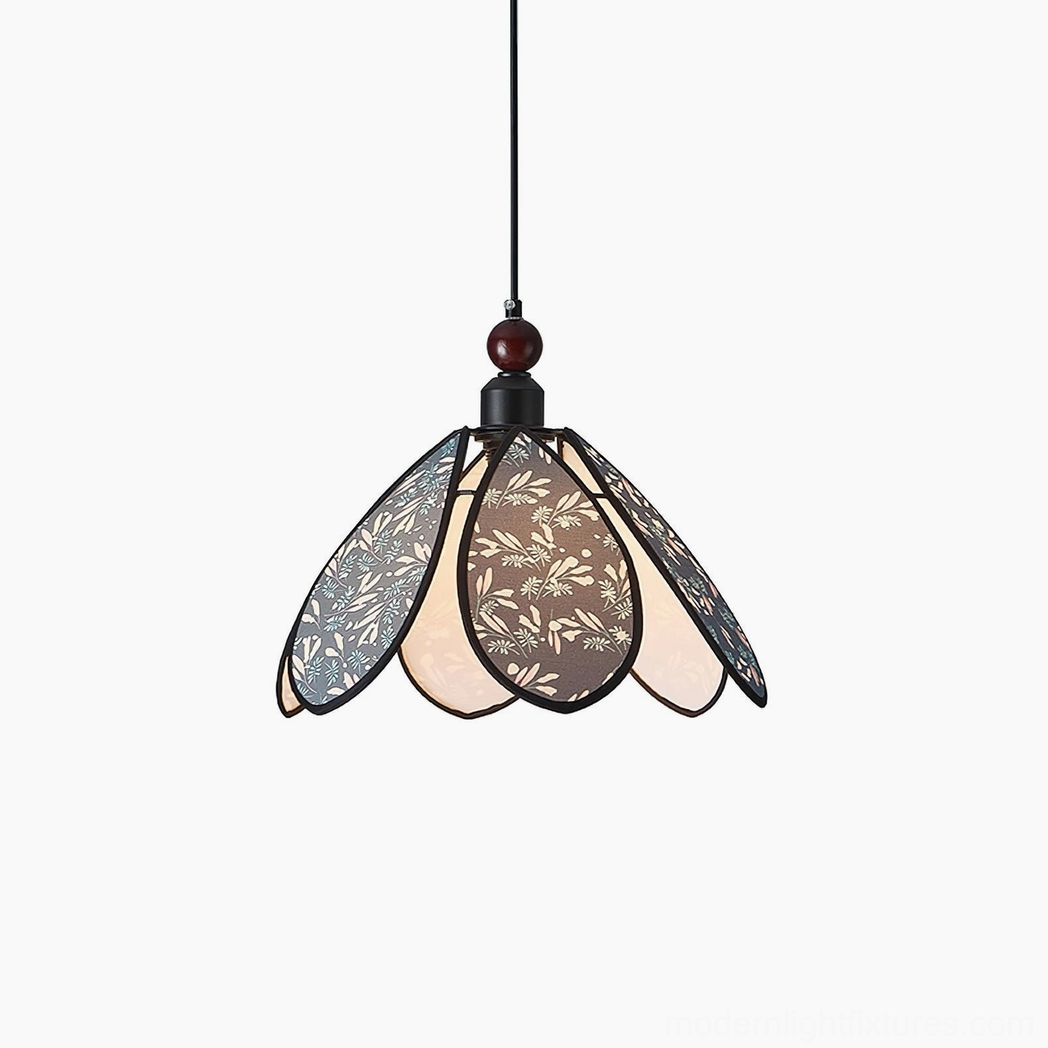 Rosmira Model A 32cm blue pendant light, elegant scalloped petal shade, accent lighting for bedroom or entryway