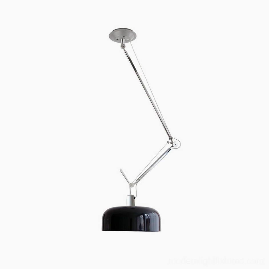 Black Rosso articulating swing-arm pendant light close-up detail