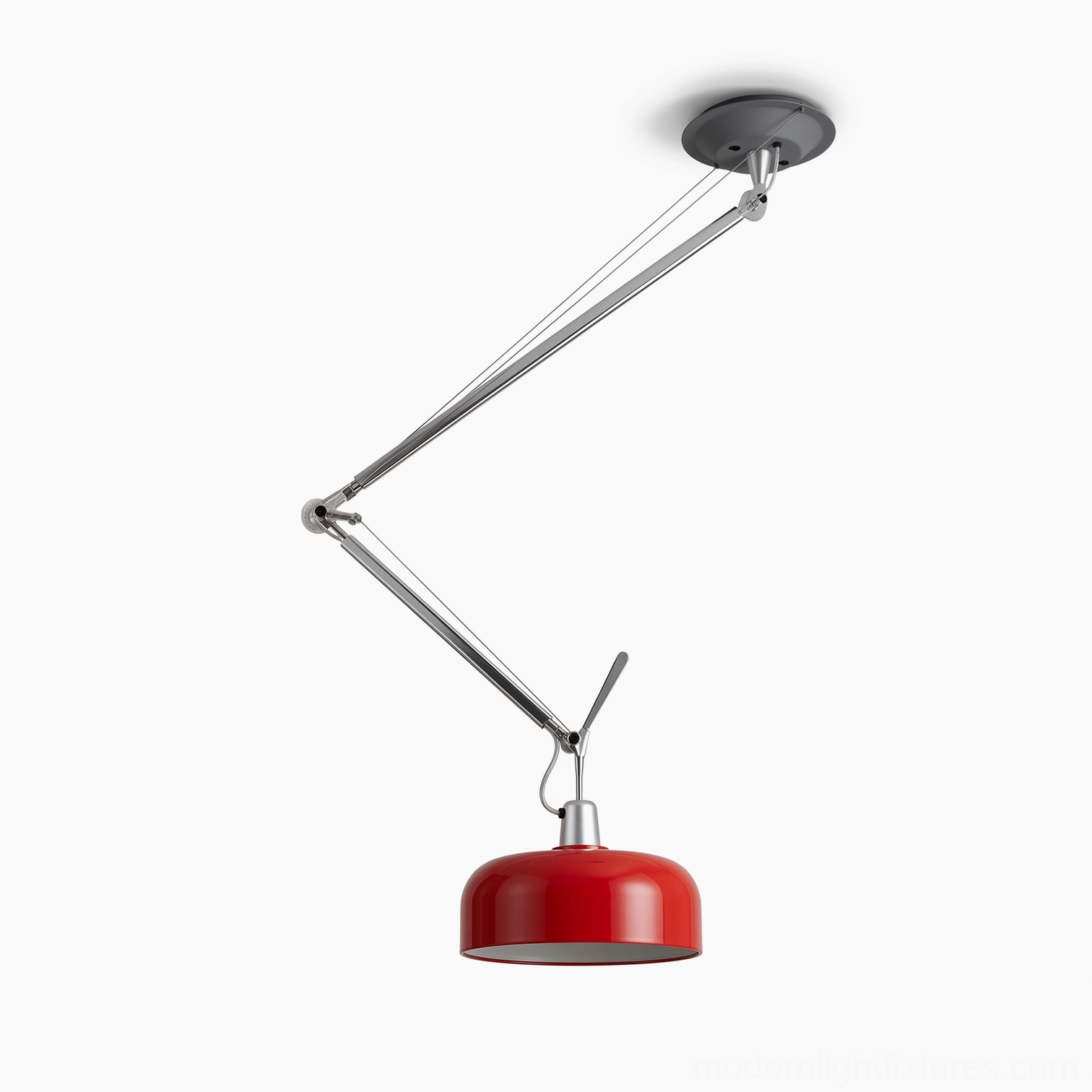 Rosso swing-arm pendant light in home interior space with neutral tones