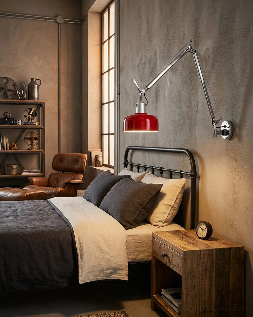 Swing arm wall sconce installation detail showing 4.7 inch wall canopy, junction box mounting hardware