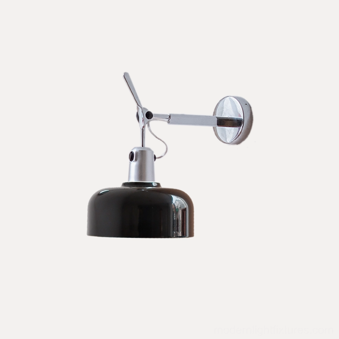 Rosso adjustable wall sconce with cream aluminum shade, soft mid-century modern aesthetic