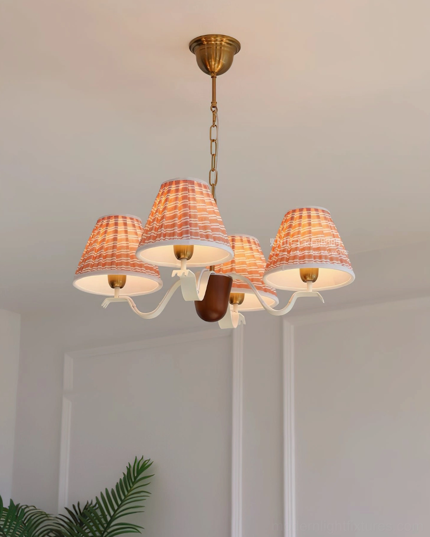 Rosvyn fabric chandelier with pleated shades and adjustable hanging chain system showcase