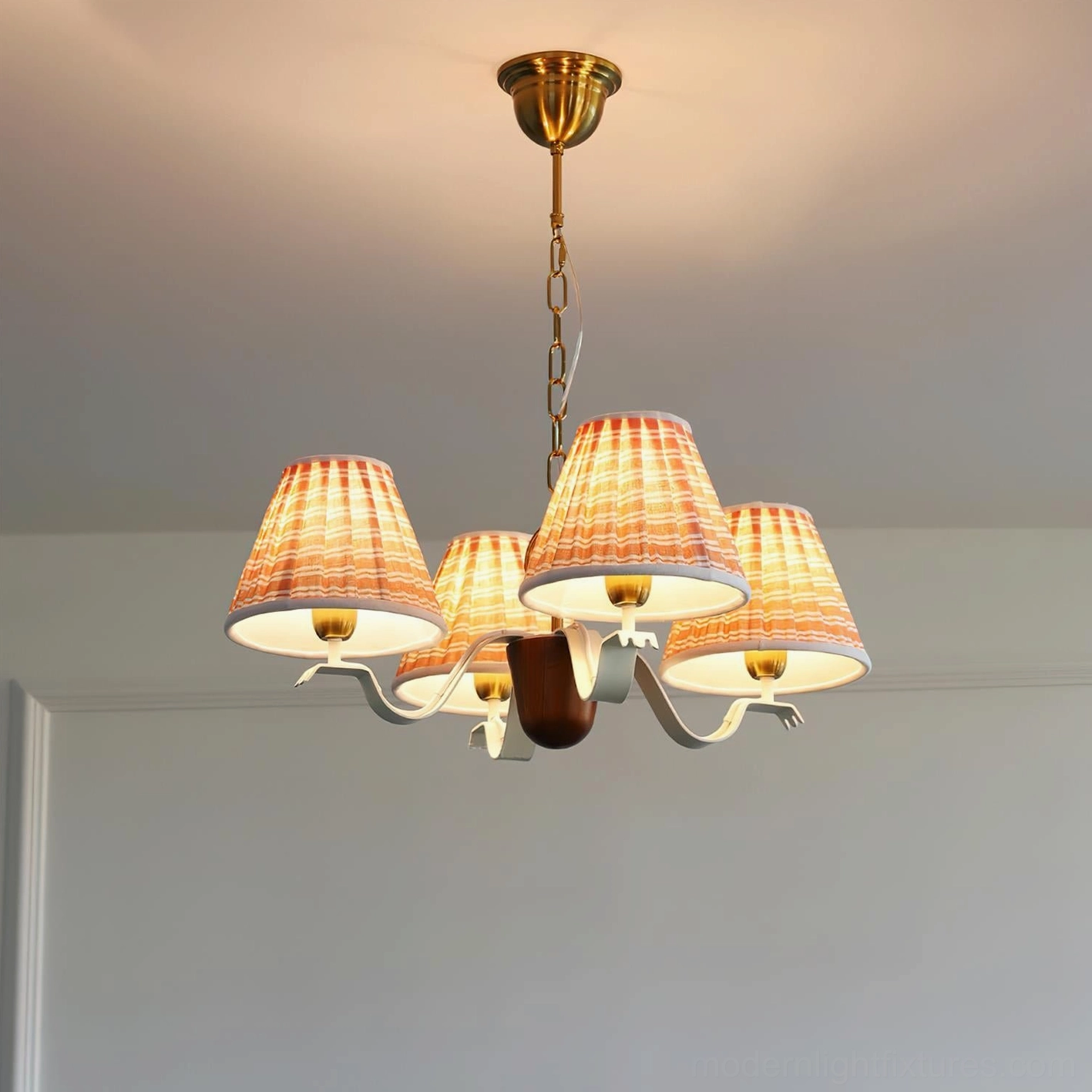 Rosvyn fabric chandelier with E26 E27 socket showing LED bulb compatibility for energy efficiency