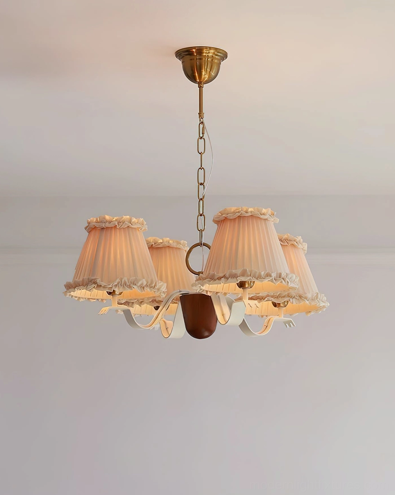 Rosvyn multi-arm fabric chandelier with warm illumination in dining room vintage interior design