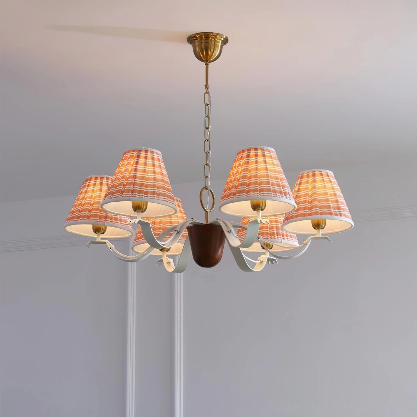 Rosvyn mid-century modern fabric chandelier in contemporary home interior design aesthetic