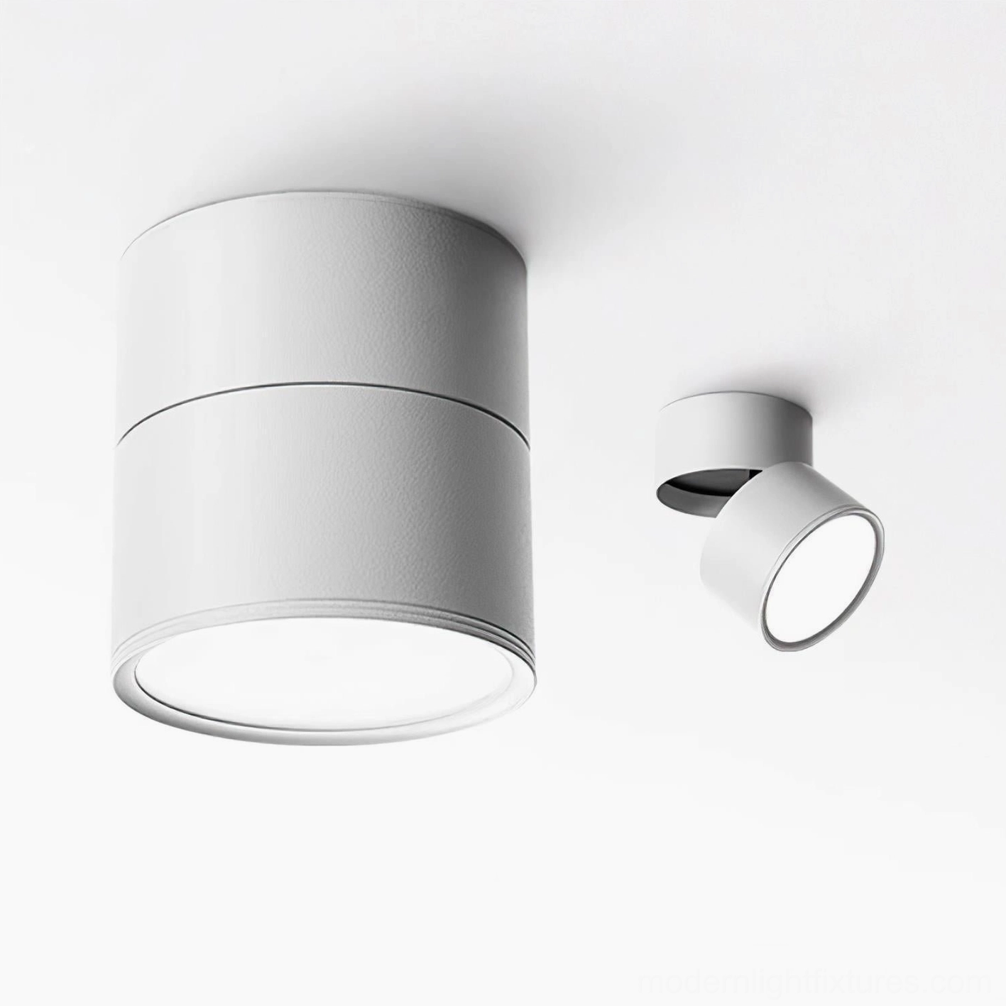 Rotatable ceiling fixture in contemporary room setting demonstrating accent lighting application for modern decor