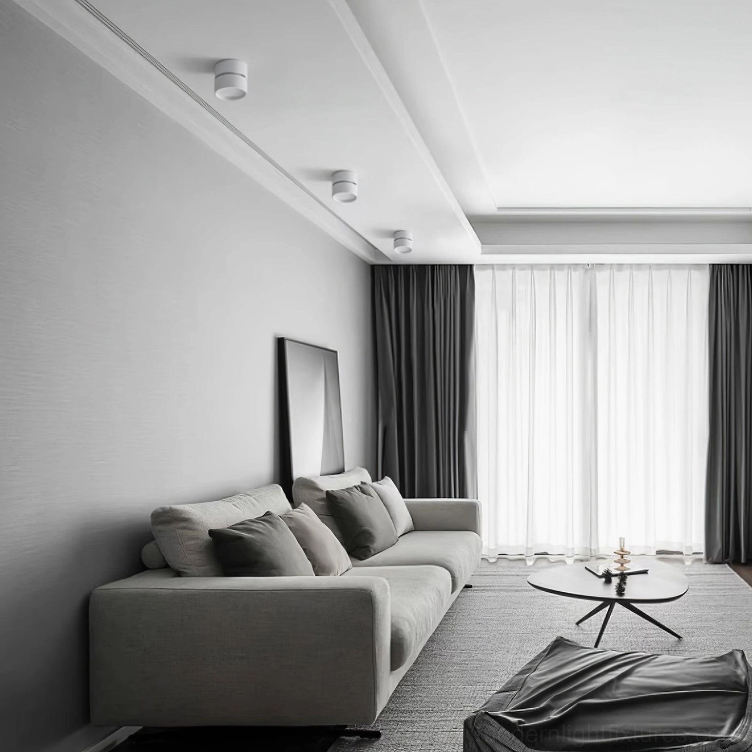 Integrated LED rotatable ceiling light displaying compact 10cm diameter form factor in practical installation