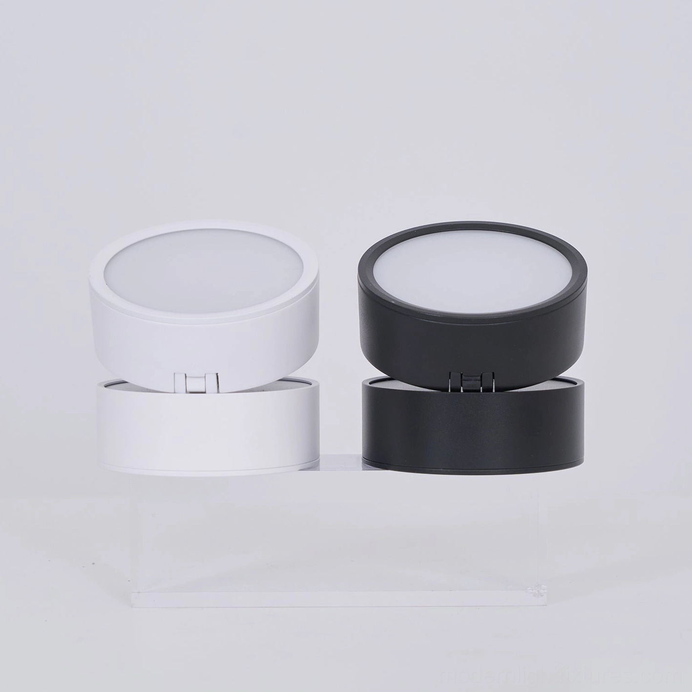 Rotatable spot light installation detail showing mounting hardware and flush-surface integration