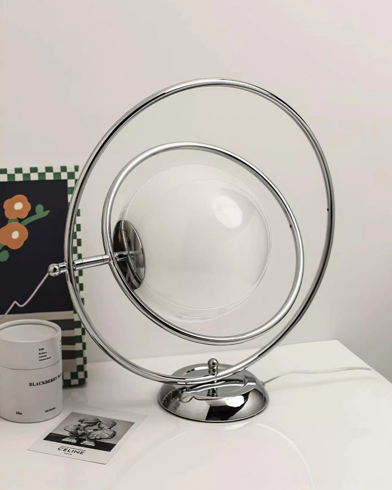 Contemporary rotating planet table lamp minimalist home interior décor