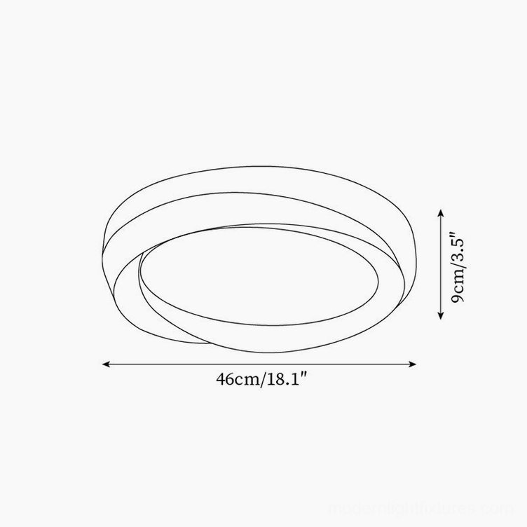 White cream circular flush mount ceiling fixture in contemporary residential interior setting