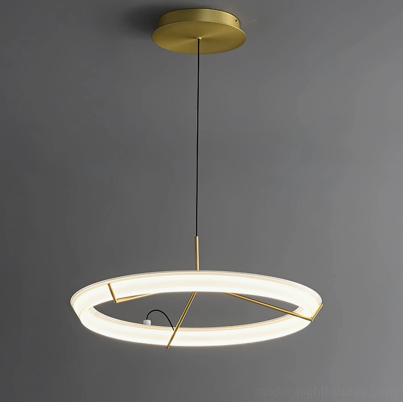 Round acrylic LED pendant light with integrated lighting design and no replaceable bulbs